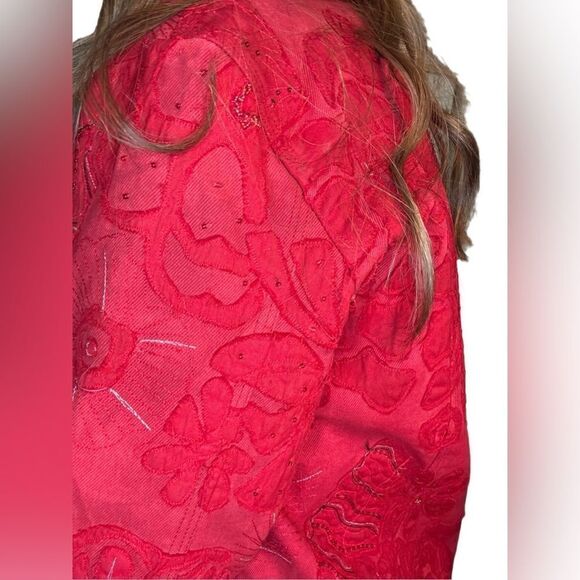 Chico’s 100% Cotton Beaded Sequin Floral Jacket - Picture 8 of 14